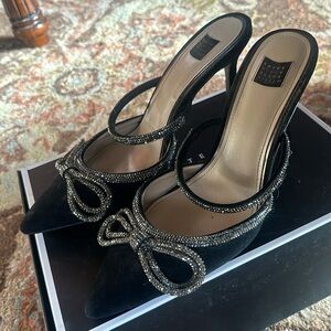 White House Black Market black suede heels size 10